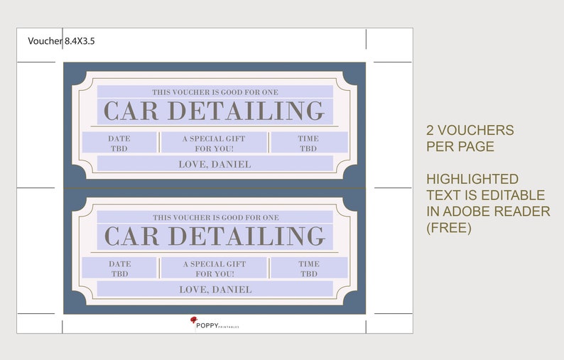 Car Detailing Coupon Gift Certificate INSTANT DOWNLOAD - Etsy