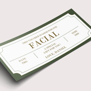 Cupón de descuento facial - DESCARGA INMEDIATA - Texto EDITABLE - Imprimible, Personalizado, Boleto, Certificado, Cumpleaños, Aniversario, Graduación