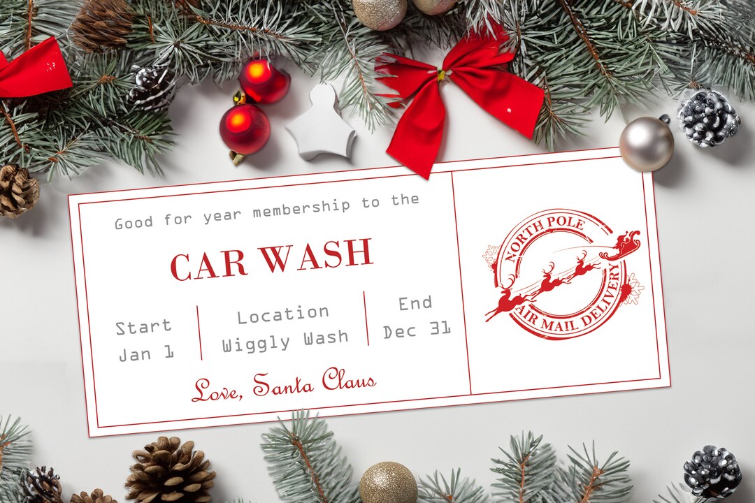 Christmas Car Wash Membership Gift Certificate Coupon - INSTANT ...