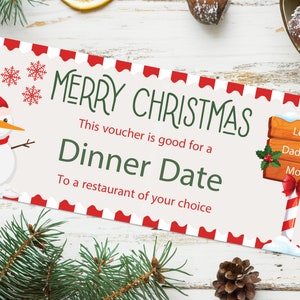 Christmas Date Night Coupon Voucher  - INSTANT DOWNLOAD - EDITABLE Text - Date Night Voucher, Date Night Ticket, Date Night Certificate