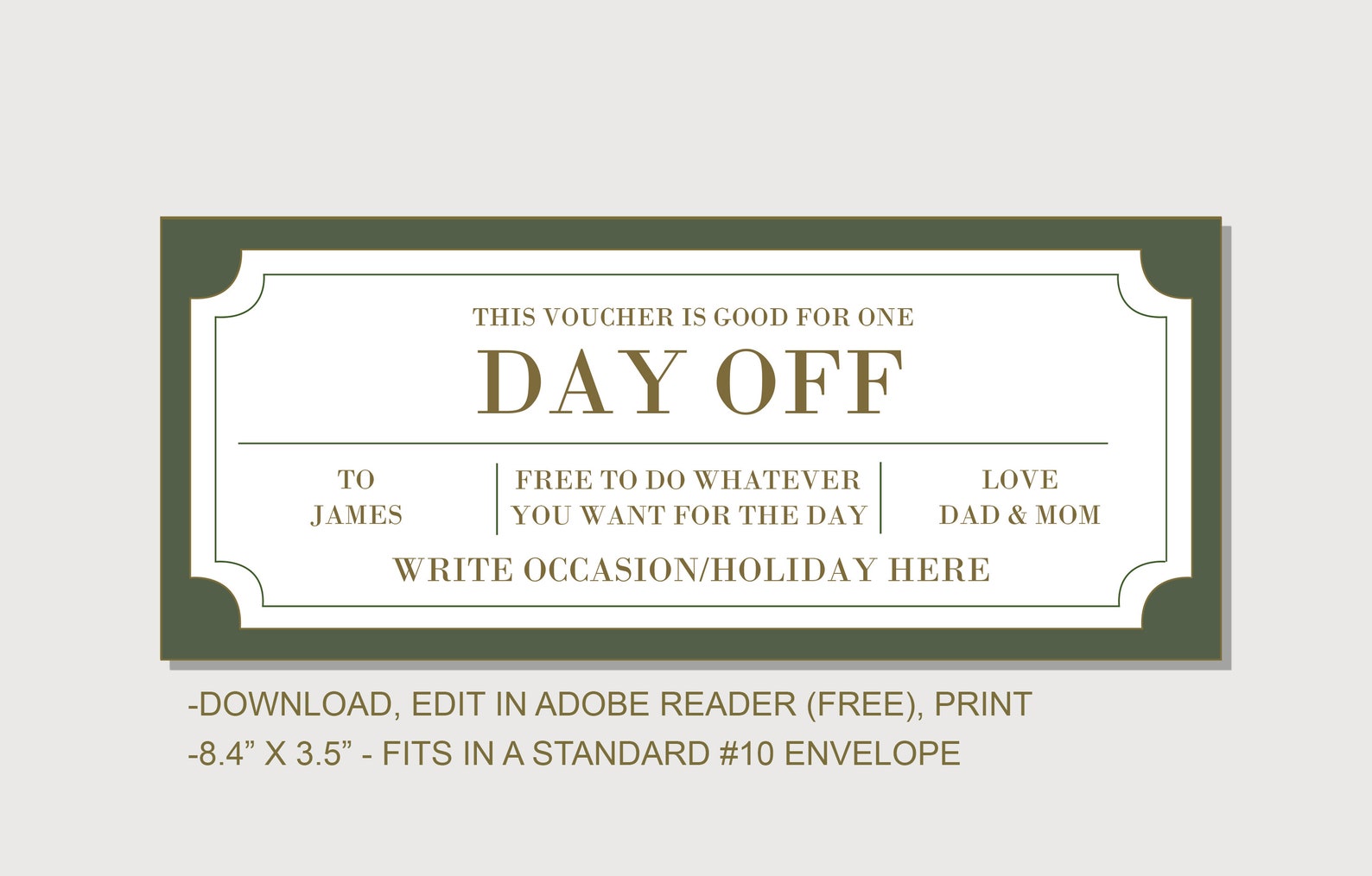 Day off Coupon Certificate INSTANT DOWNLOAD EDITABLE Text Etsy Day off Coupon Certificate INSTANT DOWNLOAD EDITABLE Text Etsy