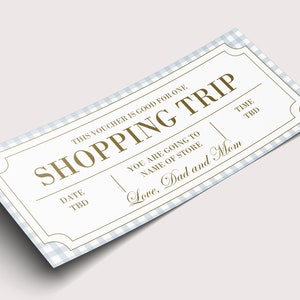 Bon de réduction voyage shopping - TÉLÉCHARGEMENT IMMÉDIAT - texte MODIFIABLE - imprimable, chèque-cadeau shopping, bon anniversaire shopping