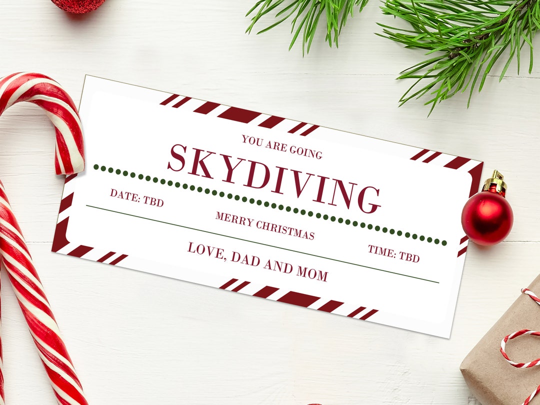 Holiday Skydiving Coupon Certificate INSTANT DOWNLOAD Etsy