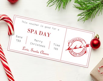 Christmas Spa Day Gift Voucher  - INSTANT DOWNLOAD - EDITABLE Text - Spa day Coupon, spa day voucher, spa gift voucher printable, spa ticket