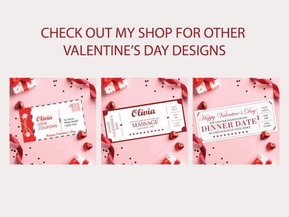 Buono regalo coupon di San Valentino DOWNLOAD IMMEDIATO MODIFICABILE  Stampabile, Personalizzato, Voucher di San Valentino Regalo Last Minute -   Italia