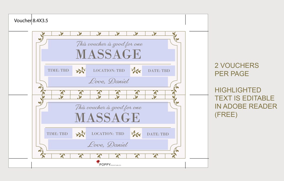 Massage Gift Voucher INSTANT DOWNLOAD EDITABLE Text | Etsy
