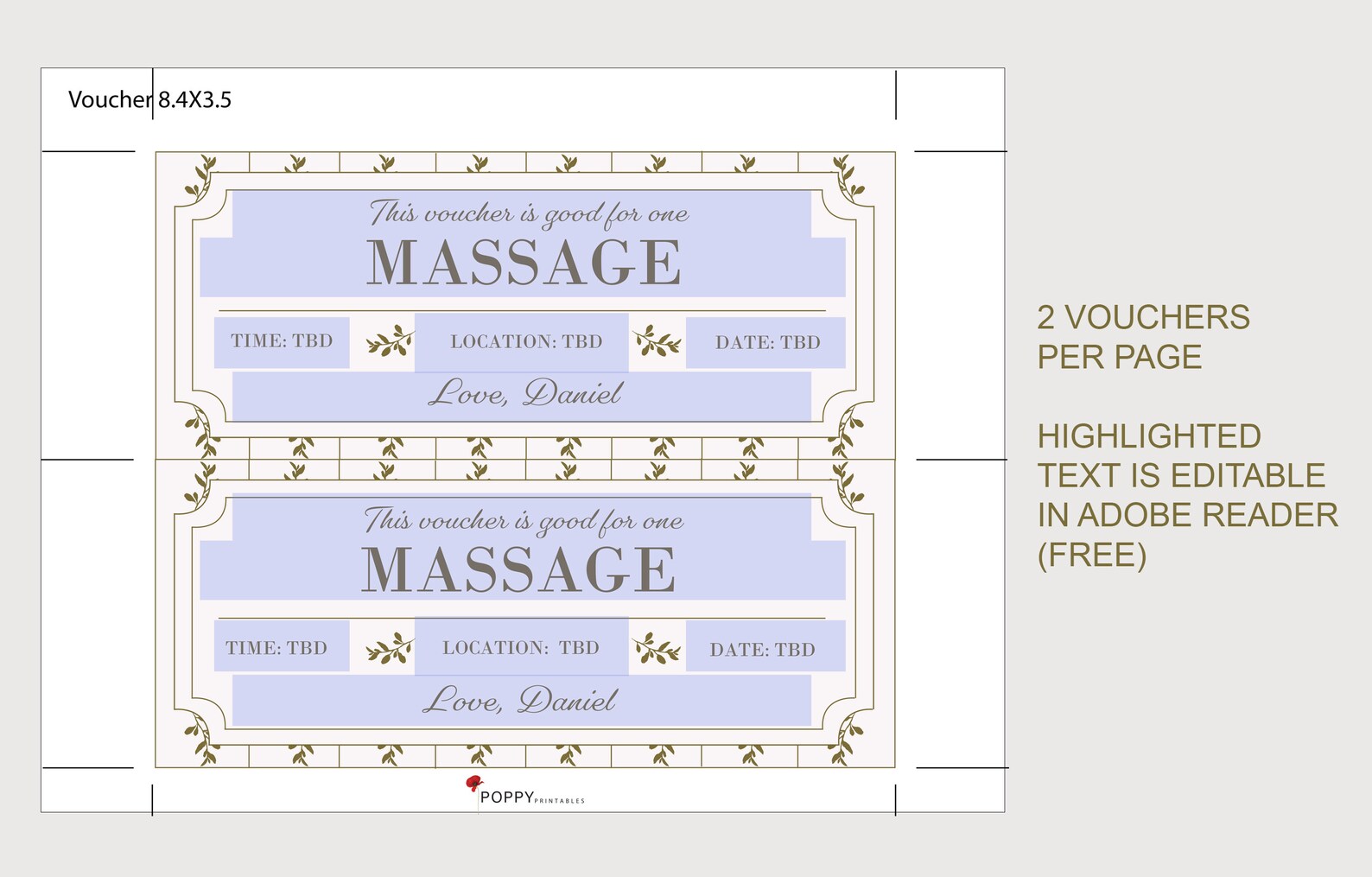 Massage Gift Voucher INSTANT DOWNLOAD EDITABLE Text | Etsy