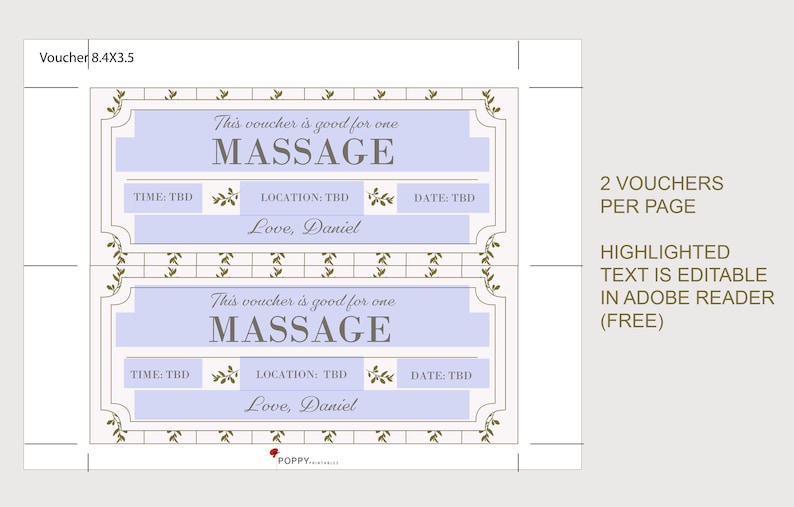 Massage Gift Voucher INSTANT DOWNLOAD EDITABLE Text | Etsy