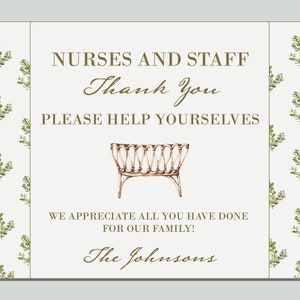 Neugeborenen Danke Korb Anhänger für Arbeit und Entbindung Krankenschwestern und Hebammen - INSTANT DOWNLOAD - EDITIERBARER Text - Printable, Geschenk, Krankenschwester, Baby