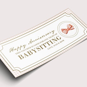 Cupón de aniversario de niñera - DESCARGA INSTANTÁNEA - Texto EDITABLE - Imprimible, personalizado, un buen regalo para una nueva mamá, niñera