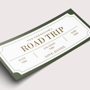 Cupón de regalo para viajes por carretera - DESCARGA INSTANTÁNEA - Texto EDITABLE - Imprimible, personalizado, cumpleaños, aniversario, día del padre, viaje