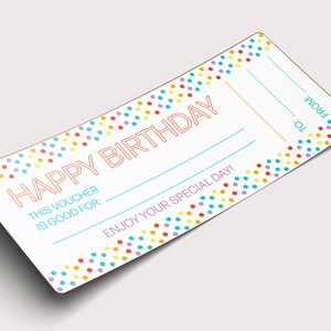 Children&#39;s Birthday Coupon Voucher  - INSTANT DOWNLOAD - Noneditable-Ticket, Certificate, Birthday Gift Certificate, Playful Gift Voucher