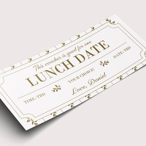 Mittagessen Coupon Gutschein - INSTANT DOWNLOAD - EDITIERBARER Text - Druckbar, Personalisiert, Lunch Datum Gutschein, Lunch Ticket, Einladung zum Mittagessen