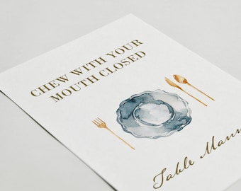 Table Manners Cards - INSTANT DOWNLOAD - NONEDITABLE Text - Printable, Manners Cards for Kids, Manners for Children, Etiquette for Kids