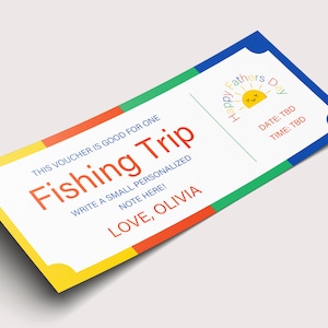 父の日釣り旅行ギフト券 - 即時ダウンロード - 編集可能なテキスト - 印刷可能、パーソナライズ、父の日ギフト釣り、直前