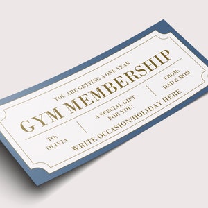 Cupón de certificado de regalo de membresía de gimnasio - DESCARGA INSTANTÁNEA - Texto EDITABLE - Imprimible, personalizado, boleto, cumpleaños, regalo de ejercicio para él