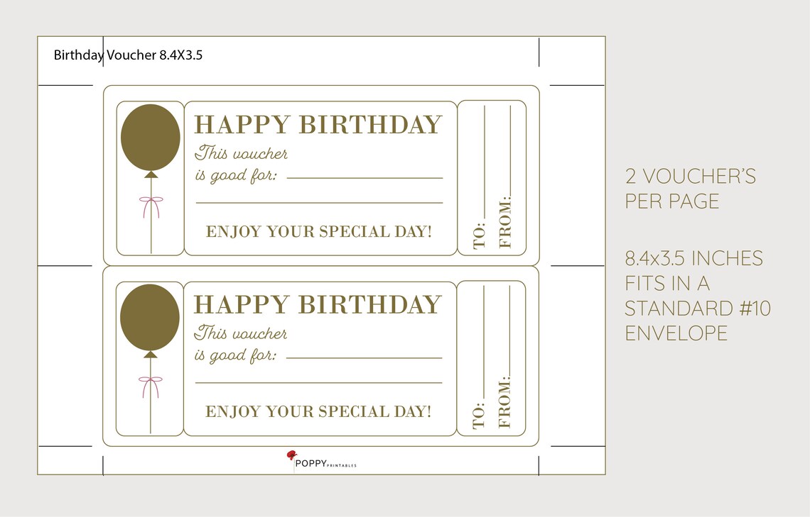 Birthday Coupon Voucher INSTANT DOWNLOAD | Etsy