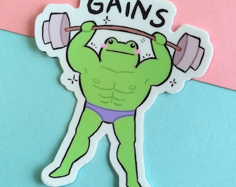 STICKER | Frog lifting weights