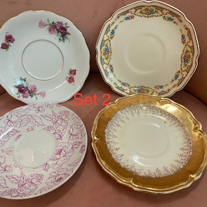 Mismatched Saucers - China Porcelain Mix - Vintage Boho Tea Party, Wedding Bridal Shower Favors, Cottage Farmhouse Decor