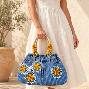 Denim Purses With Bead Handles - Etsy