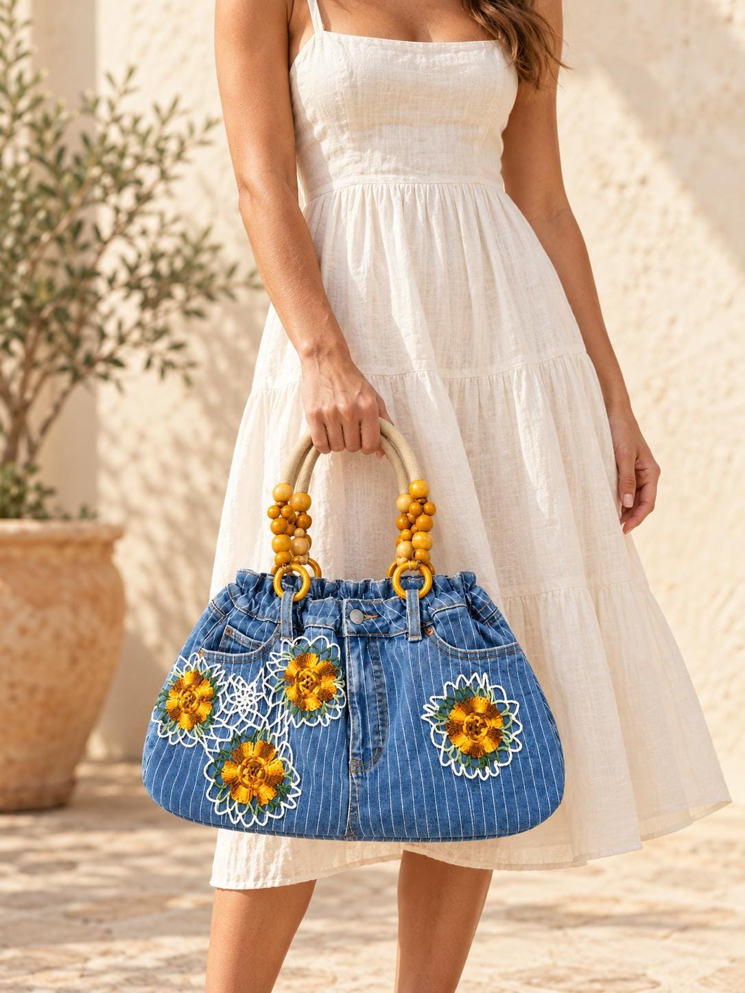 Denim Purses With Bead Handles - Etsy