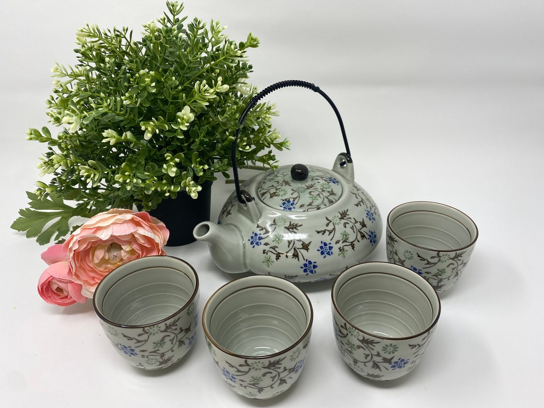 Vintage Pier 1 Tea Set Teapot Tea Cups and Saucer Set Etsy