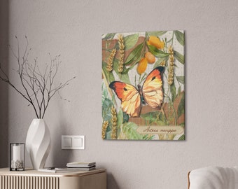 Yellow Butterfly Stretched Canvas | Science Poster Home Decor