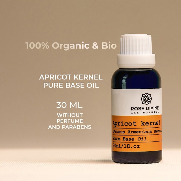Pure Apricot Kernel Carrier Base Oil, Organic Face Oil for Cosmetics, Massage and Aromatherapy (Prunus Armeniaca Oil)
