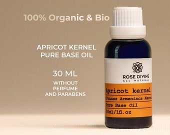 Pure Apricot Kernel Carrier Base Oil, Organic Face Oil for Cosmetics, Massage and Aromatherapy (Prunus Armeniaca Oil)
