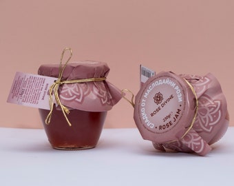 Marmellata di rose fatta a mano da petali di rosa, barattolo di marmellata di dessert alla rosa naturale