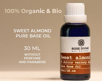 Pure Sweet Almond Carrier Base Oil, Almond Oil for for Massage and Aromatherapy (Prunus Amygdalus Dulcis Oil)