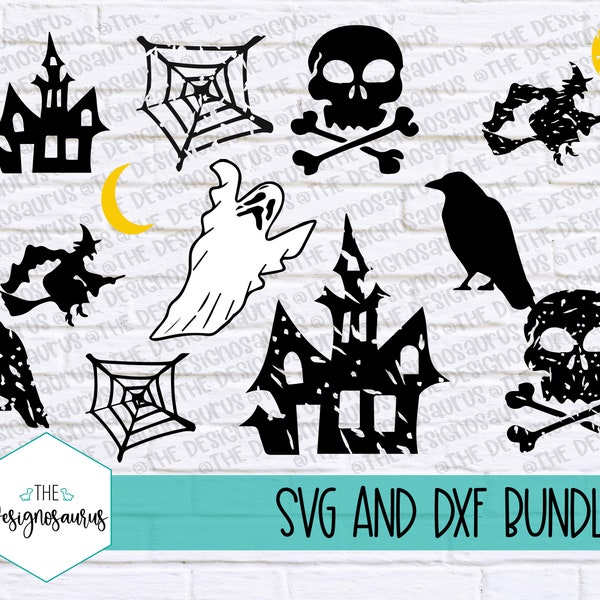 Distressed halloween grunge svg, svg bundle, ghost svg bundle, weathered halloween svgs, vintage haunted house svg, skull svg