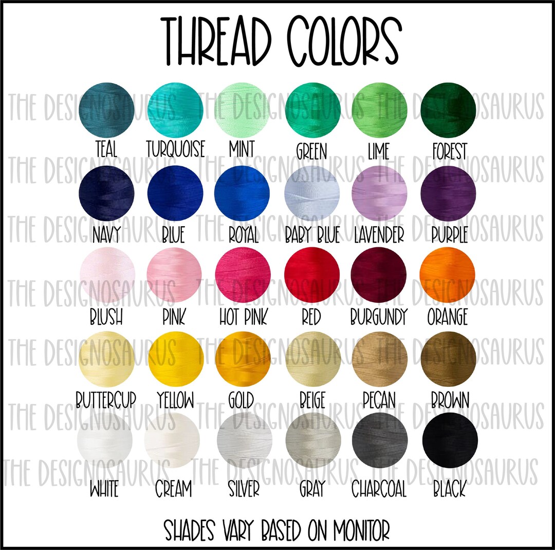 Thread Colors Embroidery Thread Chart Embroidery Thread Colors Graphic ...