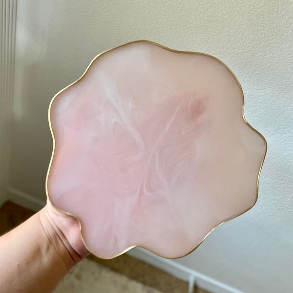 Vanity tray | Rose quartz tray | Resin rose quartz tray