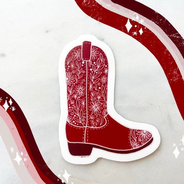 Cowboy Boot Floral Sticker Etsy