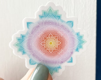Small Pastel Ombre Rainbow Mandala Sticker