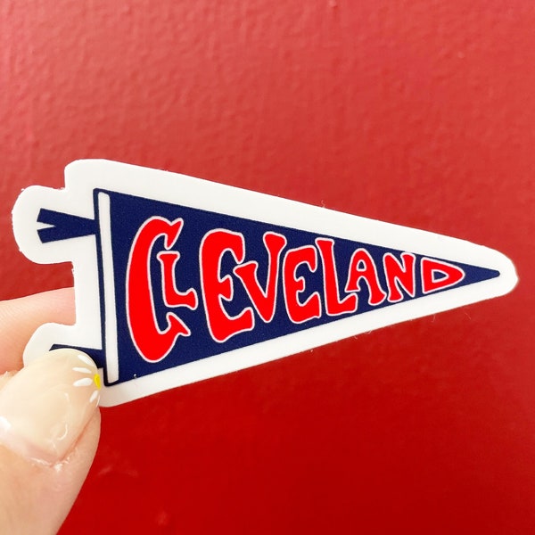 Cleveland Ohio Navy and Red Pennant Flag Sticker