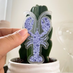 Floral Print Blue Lobster Clear Matte Waterproof Sticker