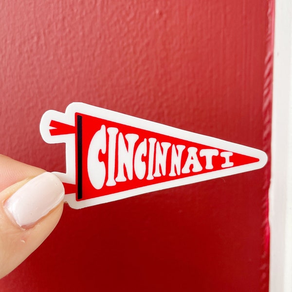 Red Cincinnati Pennant Flag Sticker