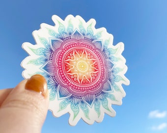 Sun Shaped Rainbow Mandala Sticker