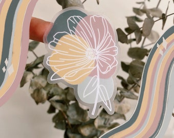 Minimalist Daisy Flower Sticker Clear Waterproof, Girl Gift
