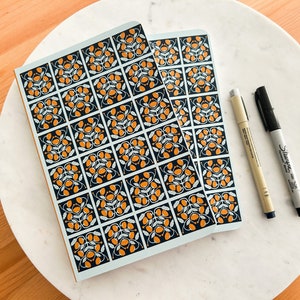 Blue and Yellow Floral Print Softcover Lined Notebook