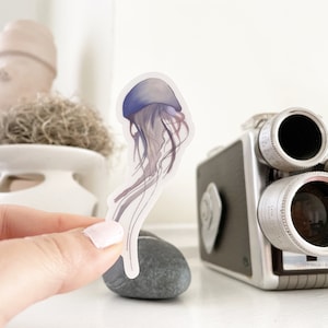Clear Jellyfish watercolor Sticker, Waterproof, Blue and Purple