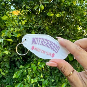 Motherhood Messy Car Club | Mom Gift | Funny Motel Keychain |