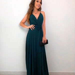 Emerald blue bridesmaid dress, wedding dress, bridesmaid dresses, custom dress, long dress, summer dress, rayon dress, sleeveless dress