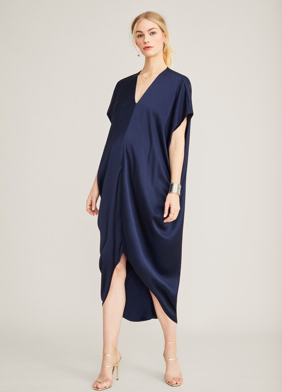 Navy Blue Long Kaftan Maxi Dress Resort 