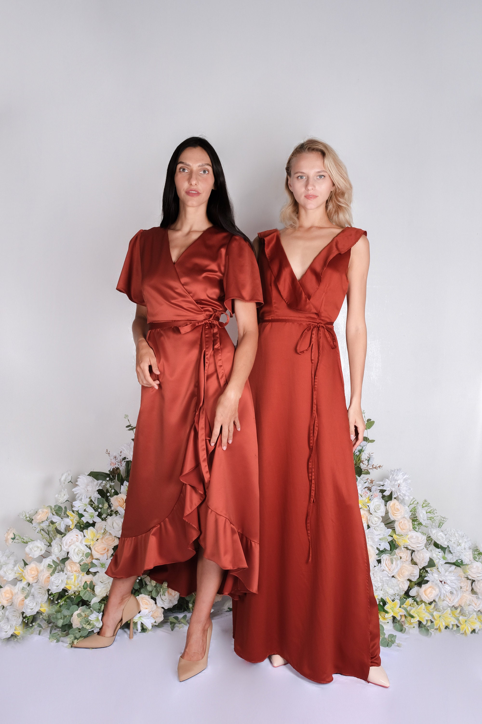 Rust Infinity Dress, Long Burnt Orange Bridesmaid Dress, Terracota