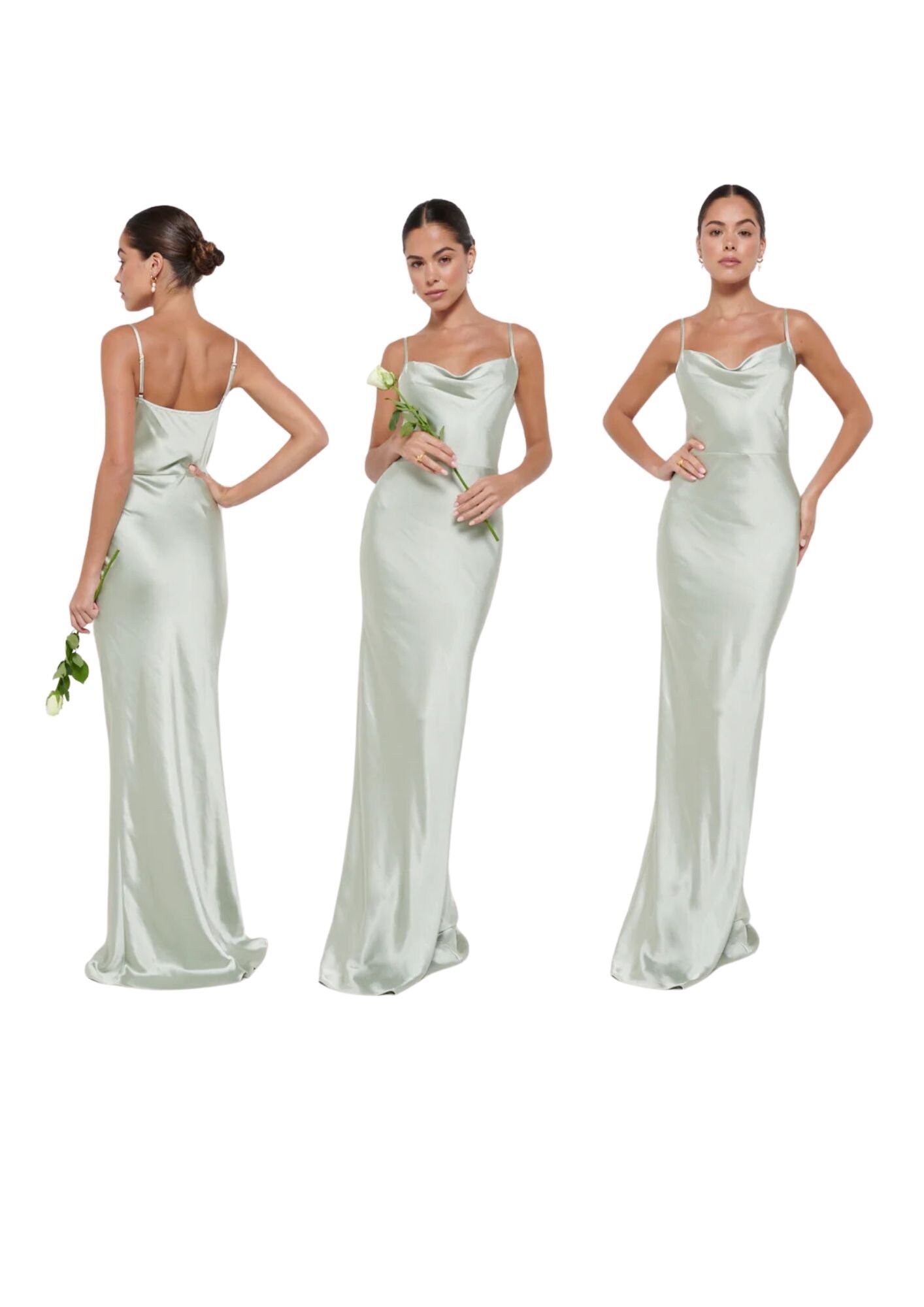 Elegantes Brautjungfernkleid Mit Wasserfallausschnitt - A-Linie Satinkleid Für Hochzeiten