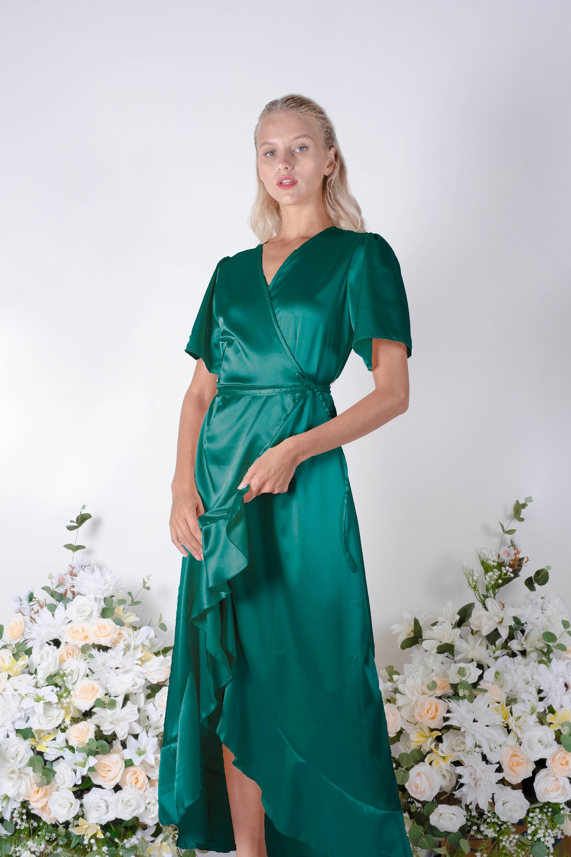 Wrap Skirt Luxe Satin Bridesmaid Dress main image 0