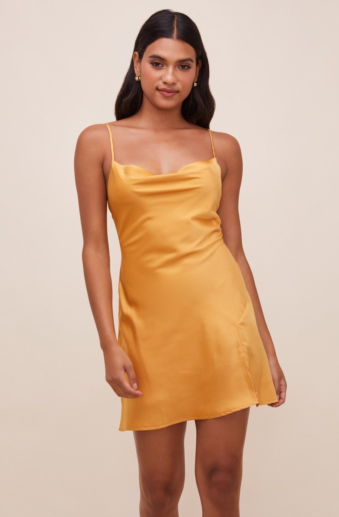 Old Gold Yellow Color Satin Sleepwear Mini Dress sexy Etsy